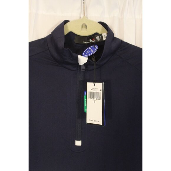 NEW RLX Golf SMALL Peached Airflow 1/4-Zip ColorBlock Pullover Jacket BLUE White - Picture 3 of 3